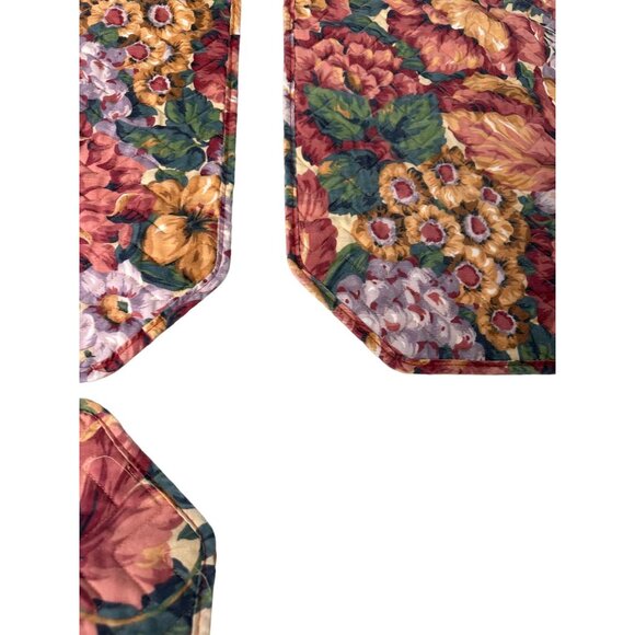 4 VTG Floral Octagon Quilted Placemats Farmhouse Cottage Country Table Top Decor - Picture 8 of 13